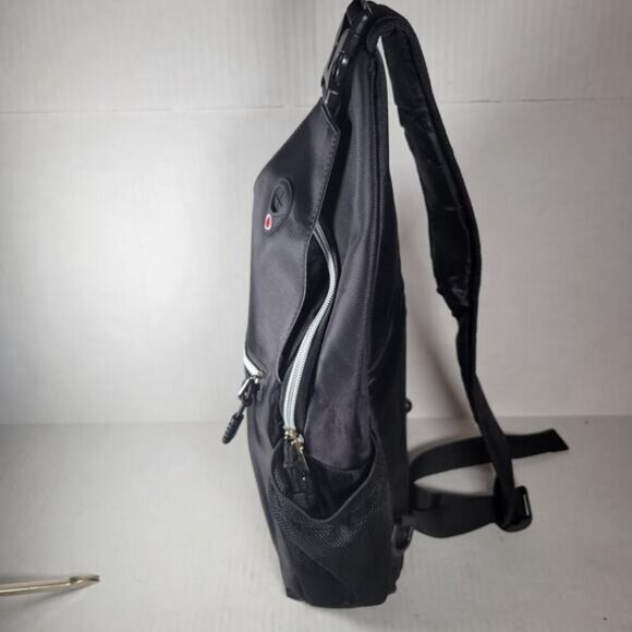 Mosiso Black Hiking Daypack Outdoor Crossbody Athleisure Canvas Sling Backpack - Picture 4 of 7